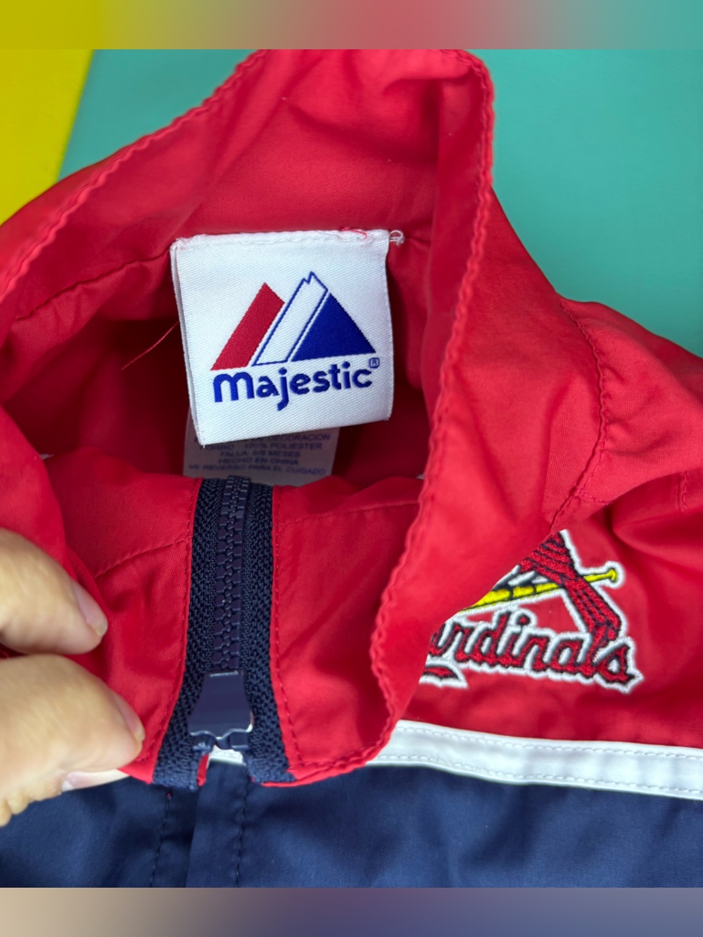 St. Louis Majestic Cardinals Windbreaker Vintage Jacket Size 6/9 Months - Picture 4 of 6